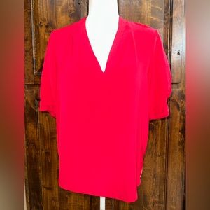 $228 Joie Ance Blouse Short Puff Sleeve Top Deep Red Wine Small